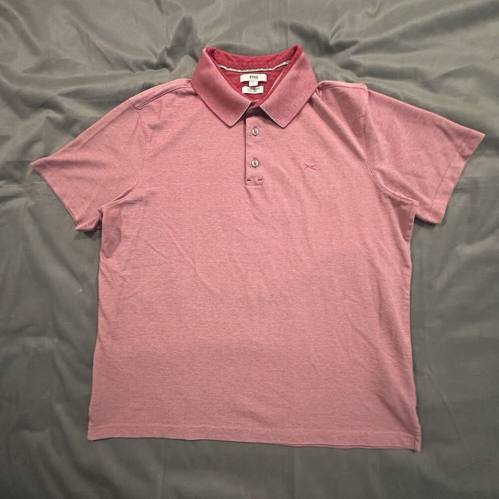 Brax Shirt Mens Large Ultralight Polo Short Sleeve Red Button Golf Feel Good